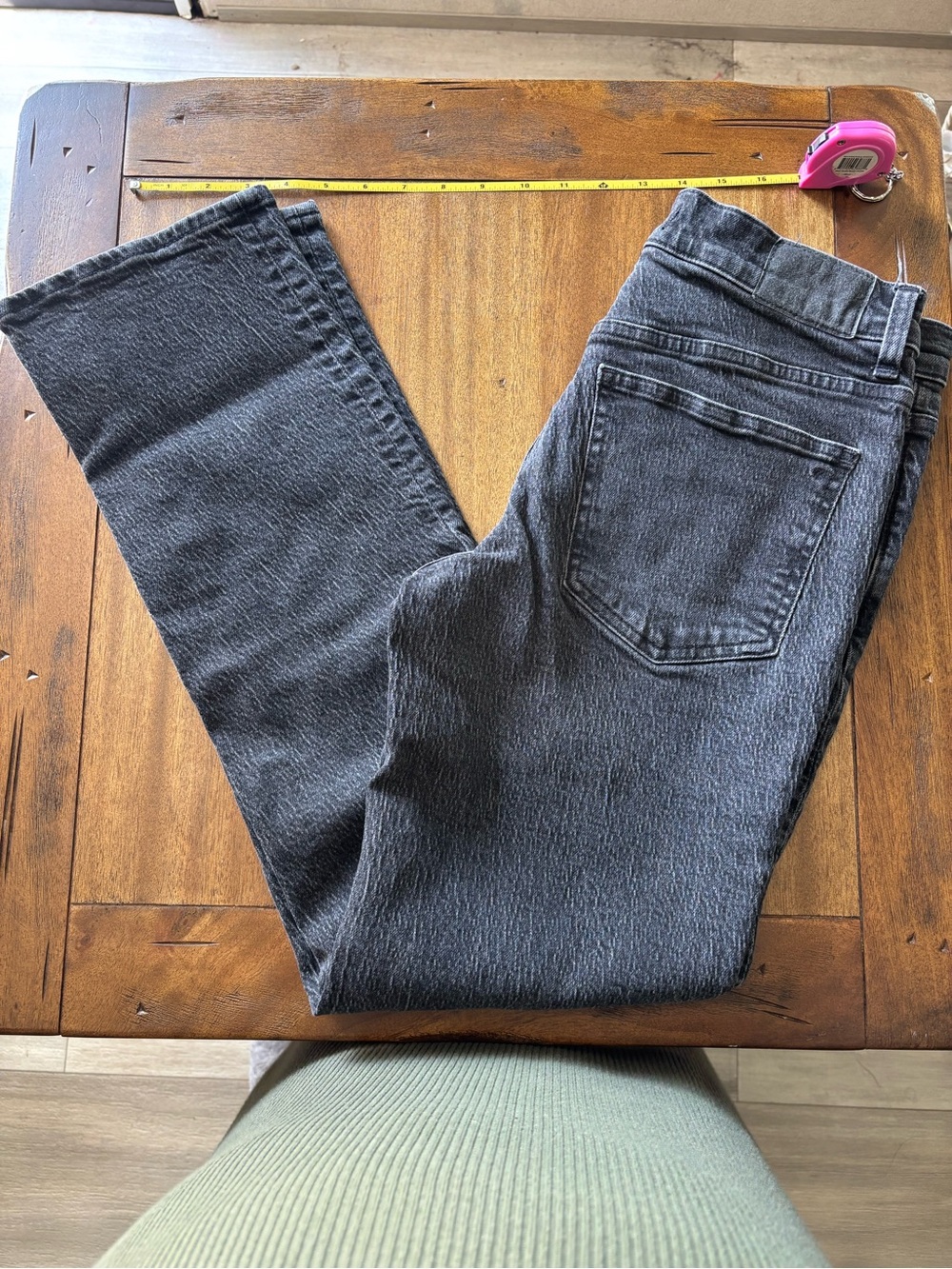 Madewell Mid-Rise '90s Straight Jeans Black Acid Marbled Wash Size 27 Cotton